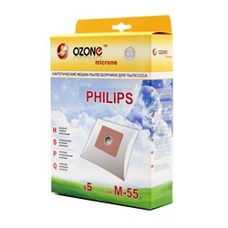 Пылесборники синтетические OZONE microne M-55 (5 шт.) для пылесосов PHILIPS  PowerLife - фото 9930